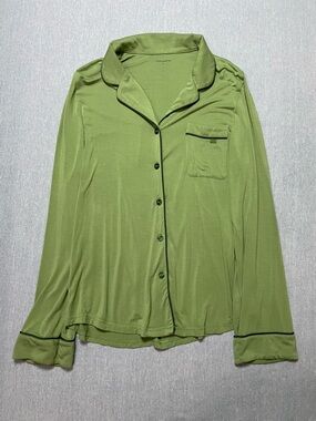 Cozy Earth Bamboo Stretch Knit Long Sleeve Pajama Top Size XS in Green